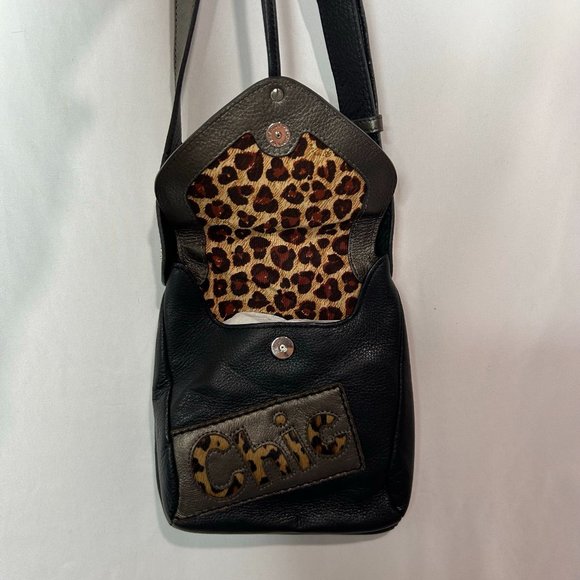 Brighton Fashionta Collection Chic Calf Hair Black Leather Cross‎ Body - Picture 2 of 6